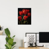 Red Tulip Flowers Art Print Poster (Thuiskantoor)