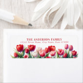 Red Tulip Flowers Retouradres Labels (Insitu)