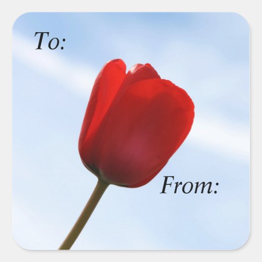 Red Tulip Gift Label Sticker (Voorkant)