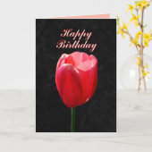Red Tulip Happy Birthday Kaart (Gele Bloem)