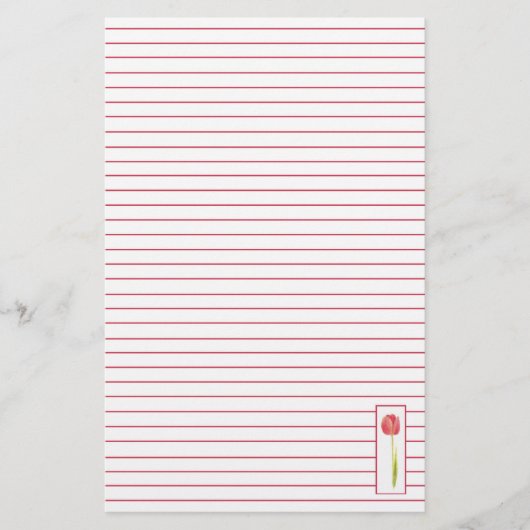 Red Tulip Lined Letter Schrijfpapier Briefpapier (Voorkant)