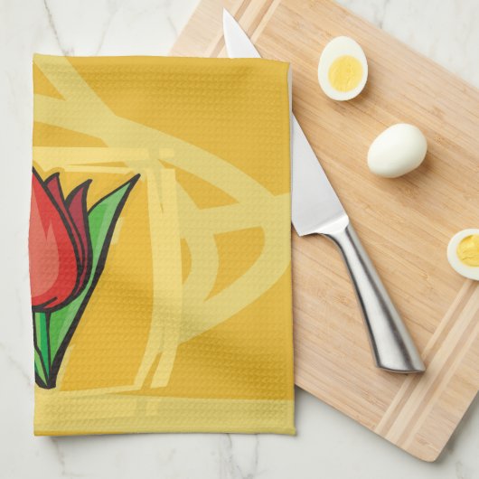 Red Tulip Theedoek (Quarter Fold)