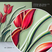 Red Tulip Wall Decor Art Deco Tegeltje