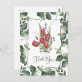 Red Tulip Waterverf hand getekend Briefkaart (Voorkant / Achterkant)