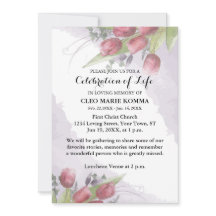 Red Tulip Waterverf Memorial Invitation