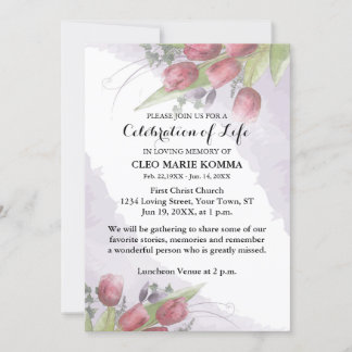 Red Tulip Waterverf Memorial Invitation Kaart