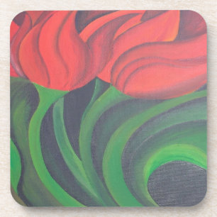 Red Tulips Abstracte kunst Drankjes Onderzetter