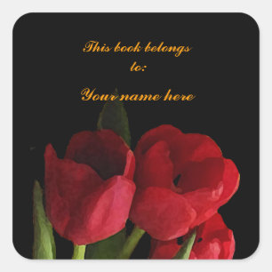 Red Tulips Bookplaat Vierkante Sticker