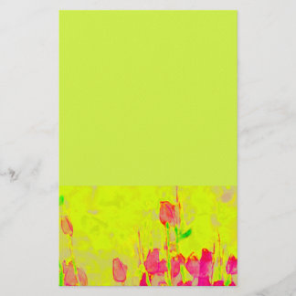 Red Tulips Border Yellow Green Stationery Briefpapier