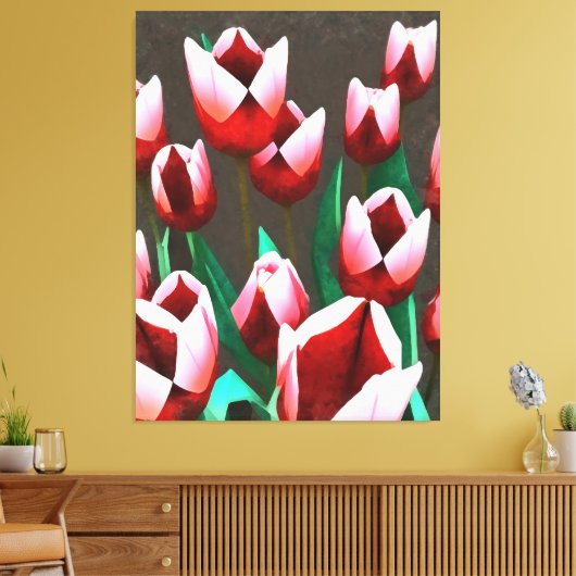 Red Tulips Floral Abstract Canvas Afdruk (Insitu (Woonkamer))