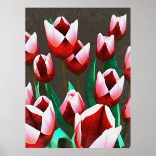 Red Tulips Floral Abstract Poster
