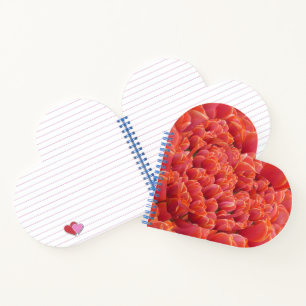 Red Tulips Hearts Spiral notebook Heart Shaped Notitieboek