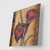 Red Tulips II Vierkante Klok (Hoek)