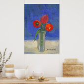 Red tulips in Blue Poster (Cuisine)