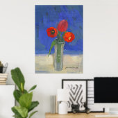 Red tulips in Blue Poster (Bureau à domicile)