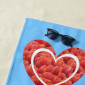 Red Tulips kleurde handdoek (In situ)