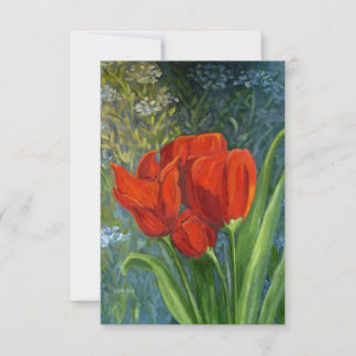 Red Tulips Note Card - Oorspronkelijke illustratie Bedankkaart