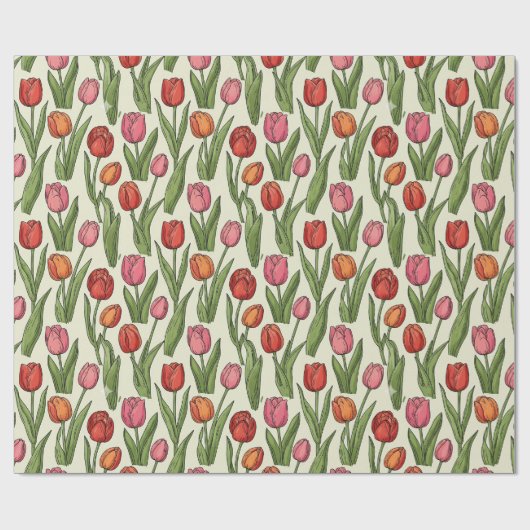 Red Tulips-ontwerp Cadeaupapier (Vlak)
