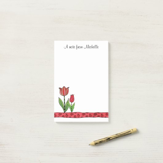 Red Tulips op maat 4 x 6 Post-it® Notes (Op bureau)