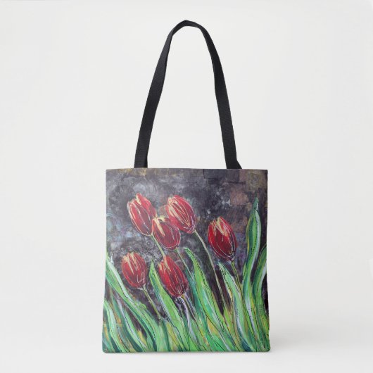 Red Tulips Original Art Flower Canvas tas (Voorkant)