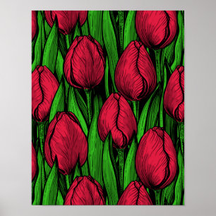 Red tulips poster