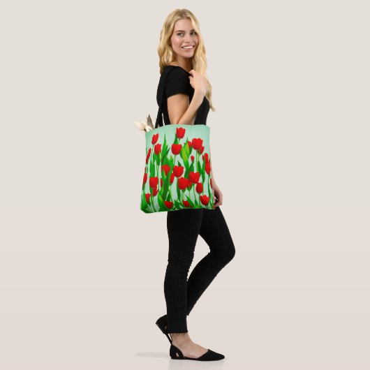 Red Tulips Tote Bag (Op model)