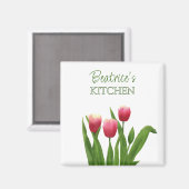 Red Tulips with Greenery Magneet (Voorkant / Achterkant)