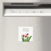 Red Tulips with Greenery Magneet (Insitu (Vaatwasser))