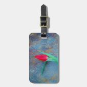 Red Tulp op blauw grijze laat Bagagelabel (Voorkant verticaal)
