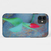 Red Tulp op blauw grijze laat Case-Mate iPhone Case (Achterkant (horizontaal))