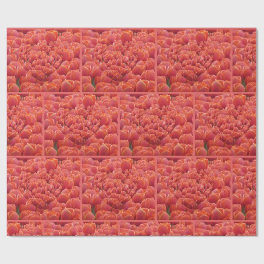 Red Tulps Hearts Pattern Wrapping Paper Cadeaupapier (Vlak)