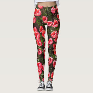Red Tulps Pattern Legging