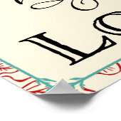 Red & Turquoise Faith Hope Love Typography Poster (Hoek)