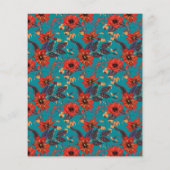 Red Turquoise Floral Café Restaurant Menu (Dos)