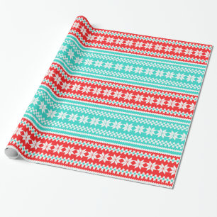 Red Turquoise Noors kerstkeukenpatroon Cadeaupapier