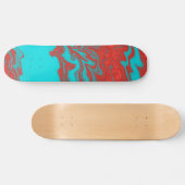 Red Turquoise Wavy Lines Skateboard (Horizontaal)