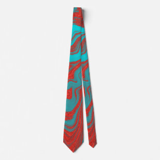 Red Turquoise Wavy Lines Stropdas