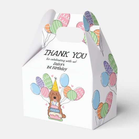 Red Tuxedo Cockapoo Cavapoo Verjaardag Bedankt Bedankdoosjes (Voorkant Zijde)