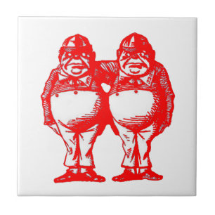 Red Tweedle Dee & Tweedle Dum Tegeltje