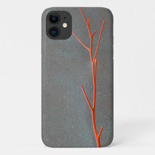 Red Twig Gray Concrete Texture iPhone 11 Hoesje