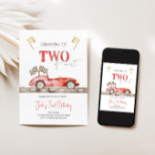 Red Two Fast Race Auto Verjaardag uitnodiging