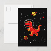 Red Tyrannosaurus rex dinos in de ruimte Briefkaart (Voorkant / Achterkant)
