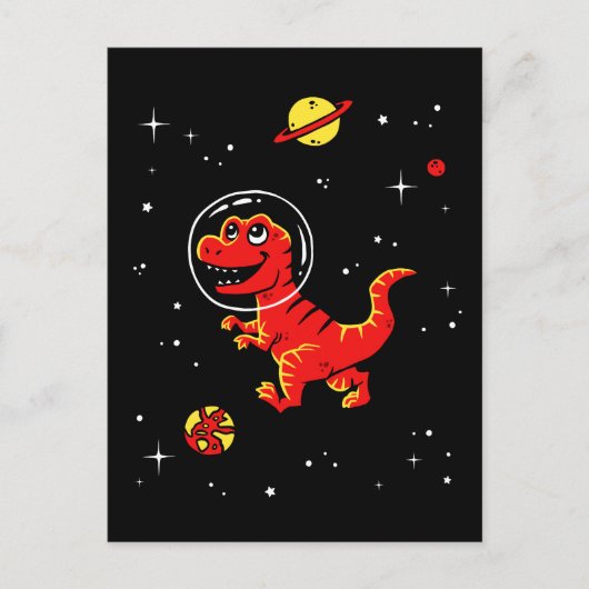 Red Tyrannosaurus rex dinos in de ruimte Briefkaart (Voorkant)