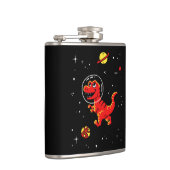 Red Tyrannosaurus rex dinos in de ruimte Heupfles (Rechts)