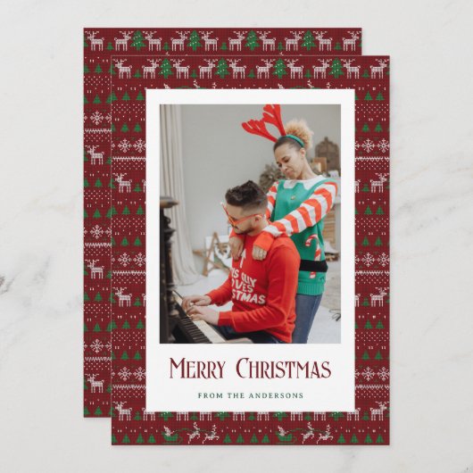 Red Ugly kerstSweater Feestdagenkaart (Voorkant / Achterkant)