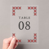 Red Ukrainian Wedding Acrylic Table Number Acryl Uitnodigingen (Insitu (Draagbaar))