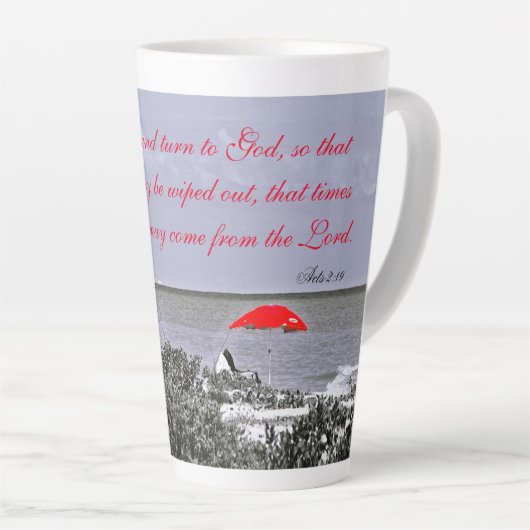 Red Umbrella Actes 2:19 Latte Mug (Angle droit)