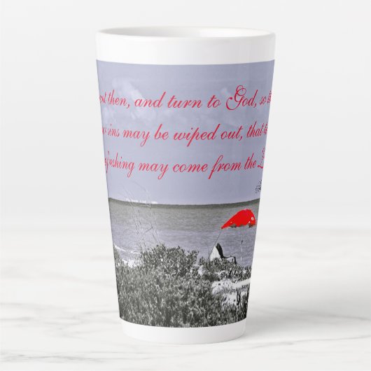 Red Umbrella Actes 2:19 Latte Mug (Devant)