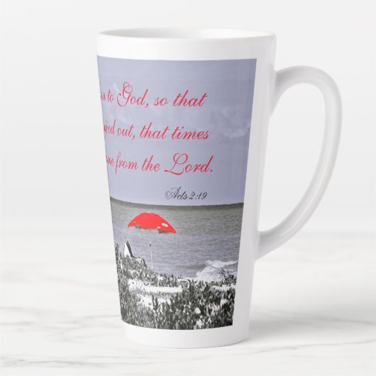 Red Umbrella Actes 2:19 Latte Mug (Droite)