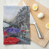 Red Umbrella in Londen Theedoek (Quarter Fold)